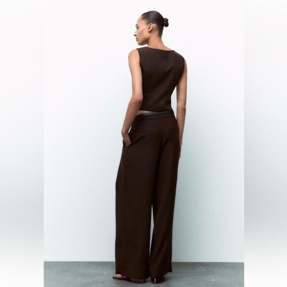 ZARA PLEATED PANTS WITH BELT - Picture 6 of 8